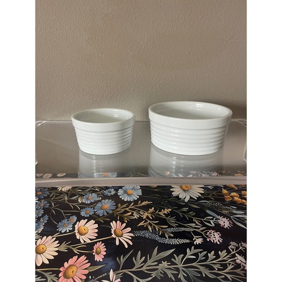 Le Cordon Bleu White Porcelain Ramekins Set of 2 Baking Dessert Prep - Picture 1 of 5